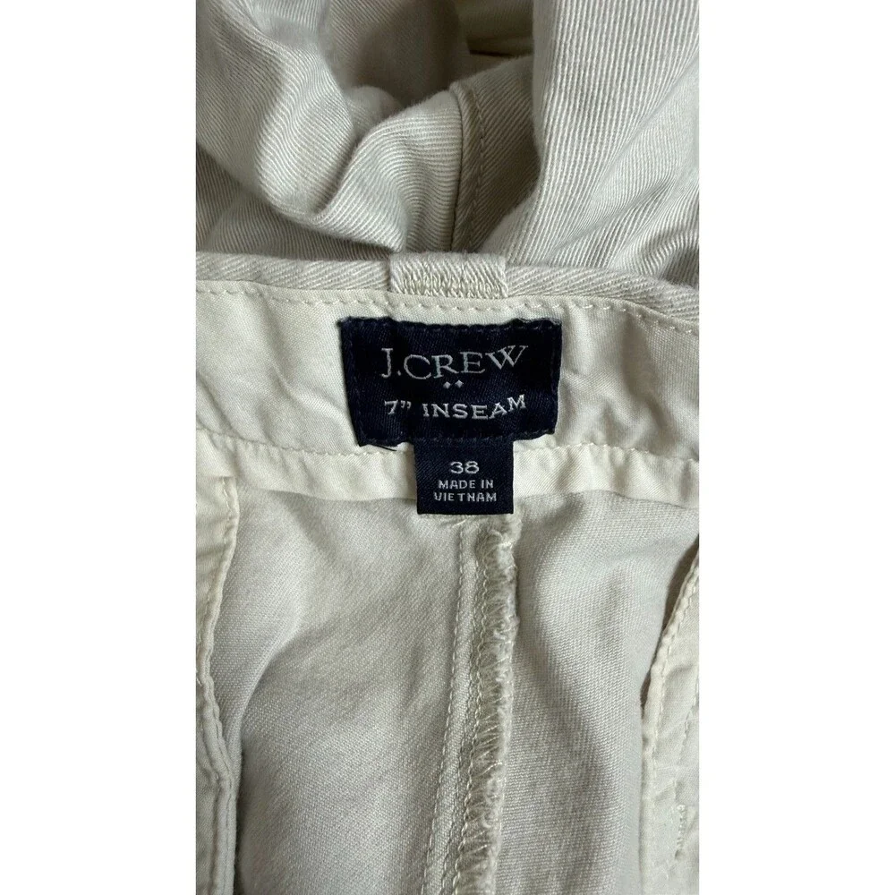J.Crew Mens Beige 38 Solid Chino Shorts 7”Inseam Flat Front Twill Zip Pockets